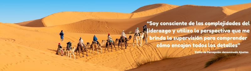 Una caravana en el desierto que simboliza la visión amplia y la claridad del Estilo de Percepción Ajustes