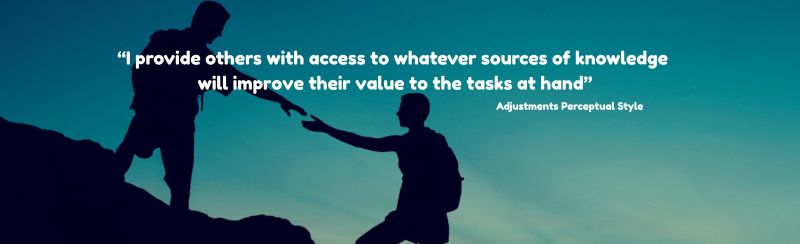 Silhouette of a person helping another up an incline with the quote: "" - Attributed to a person with the Adjustments Perceptual Style
