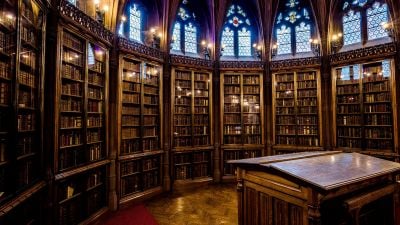 Un gráfico que ilustra una biblioteca con mychos libros