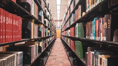Un gráfico que ilustra una biblioteca con muchos libros