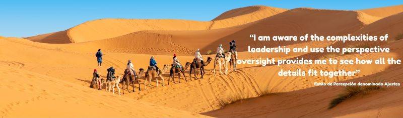 Una caravana en el desierto que simboliza la visión amplia y la claridad del Estilo de Percepción Ajustes